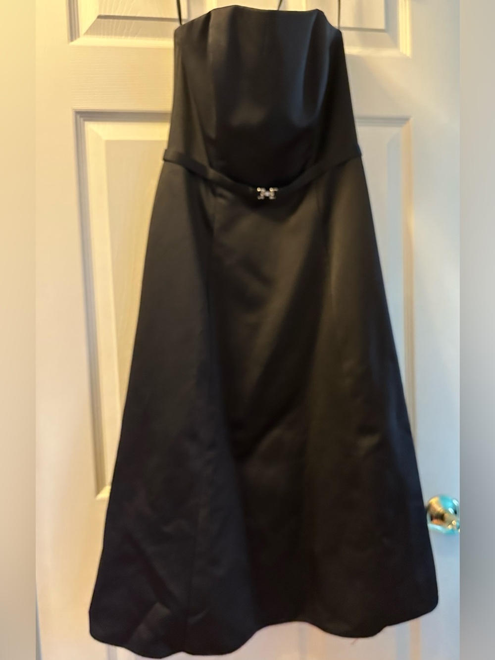 Michaelangelo Black Satin Dress with Branded Neck Label